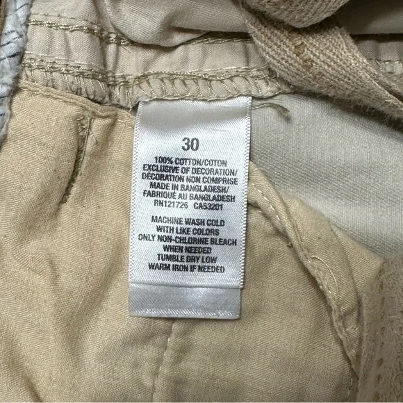 Aeropostale Cargo Khaki Drawstring Shorts 100% Cotton Size 30 - Picture 4 of 7